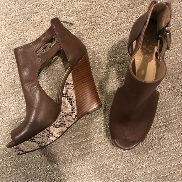 Vince Camuto Shoes - Vince Camuto Snake Skin Leather Wedges